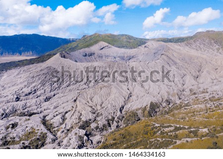 Beautiful scenery of crater Bromo volcano under blue sky in East Java, Indonesia