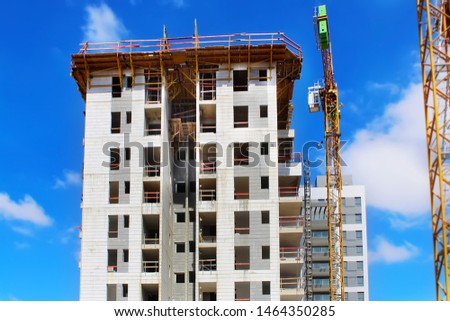 
Building in Israel, construction site. Modern residential apartment building. New residential house in Israel