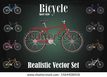 Touring mountain sport red bicycle realistic vector