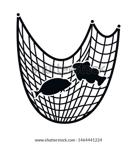 Vector illustration of fishnet and fishing symbol. Collection of fishnet and fish vector icon for stock.