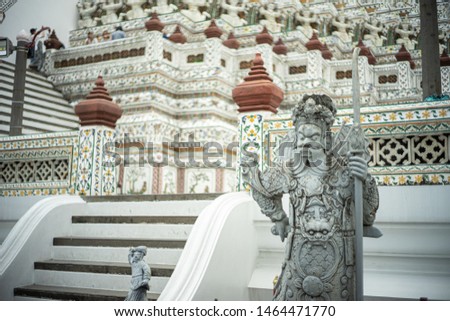 Chinese statue in Wat Arun temple in Bangkok, Thailand