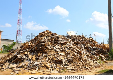 A large batch of waste to be processed
woodworking industry; Removal of wood residues Royalty-Free Stock Photo #1464490178