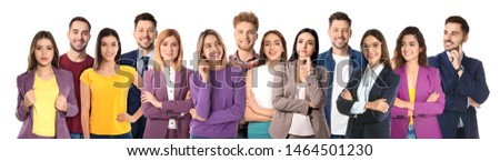Collage of people on white background. Banner design 