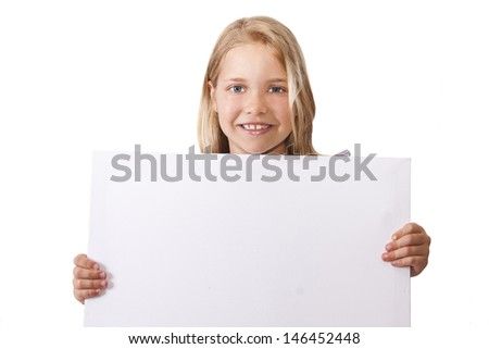 girl holding the sign with blank space