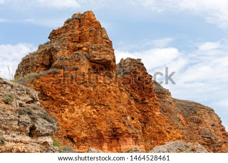 Scenic picture of rocky clay cliffs at the Black Sea coastline, Bulgaria