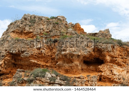 Scenic picture of rocky clay cliffs at the Black Sea coastline, Bulgaria