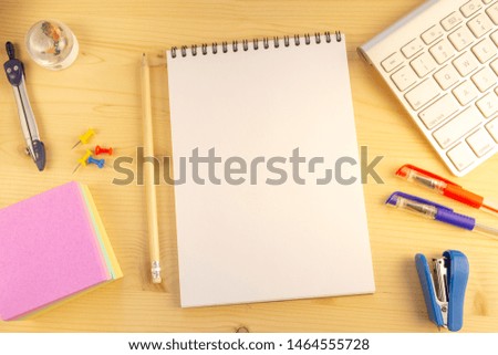 Back to school conceptual flat lay background with copy space.