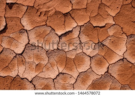 High angle view of dry cracked soil caused by drought