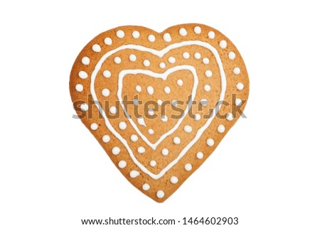 Gingerbread heart isolated on white