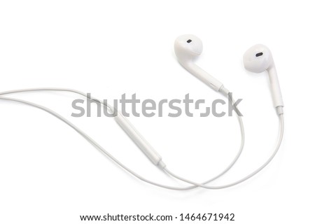 white earphones isolated on white background with clipping path Royalty-Free Stock Photo #1464671942