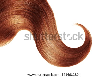 Henna hair isolated on white background. Long ponytail	