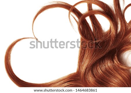Henna hair in shape of heart, isolated on white background