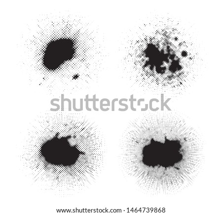 Black paint splatters with halftone effect