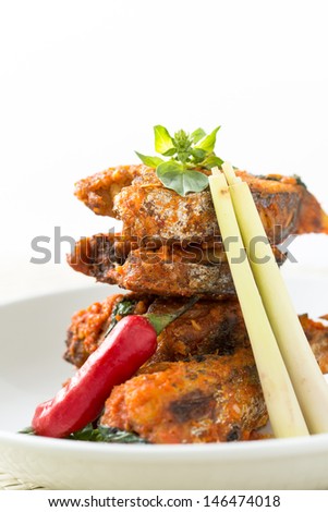 mackerel fish steak with chili sauce southeast Asian style - ikan tenggiri balado  