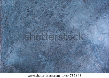 Stone structural concrete background. Dark blue and grey. Top view. Copy space
