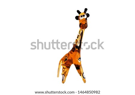 Children's toy giraffe on a white background.