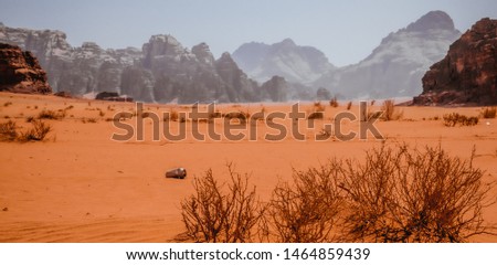 Trash in the dunes in Wadi Rum desert, Jordan