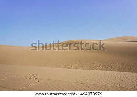 Lonely Sand dunes and sunset landscape in Ica, Peru