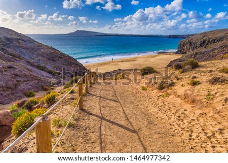Road to Papagayo beach, Lanzarote, Canary islands, Spain