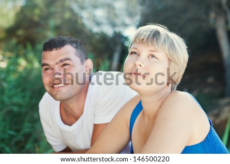 Romantic man and woman outside