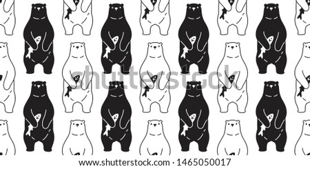 Bear seamless pattern vector polar bear scarf isolated cartoon repeat background tile wallpaper doodle illustration design