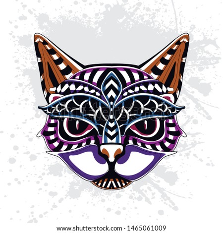 decorative rousing color of cat head from pattern