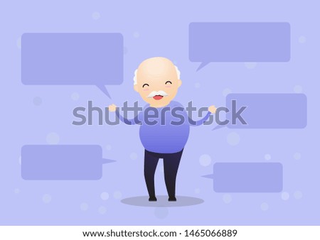 Senior showing thumbs up like. Happy old pensioner character design.Group of senior friends.Vector, illustration 