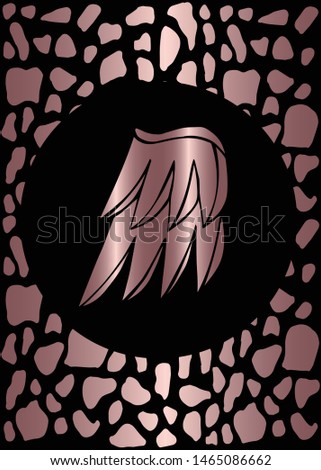 Vector Illustration of Rose Gold Card, Poster and Wallpaper of Wings Icon or Drawing. Graphic Design For Background, Template, Decoration and More.