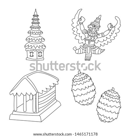 Vector illustration of balinese and caribbean logo. Set of balinese and geography vector icon for stock.