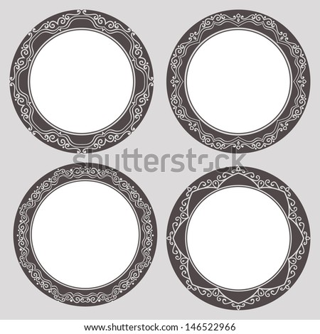Set Of Circle Ornate Frames