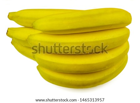Chilled banana out of the fridge with condensate droplets isolated on white background. Fresh bright fruits. Juicy yellow berry. Delicious banan.