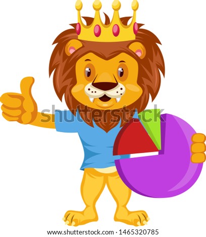 Lion with analytics, illustration, vector on white background.