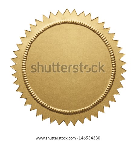 Empty Notary Seal with Copy Space Isolated on White Background. Royalty-Free Stock Photo #146534330