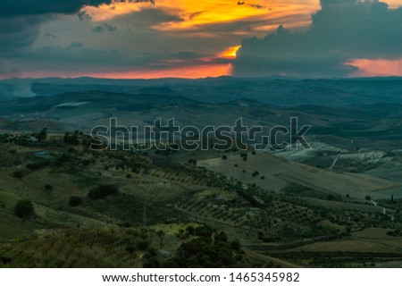 Sunset in the Clouds, Mazzarino, Caltanissetta, Sicily, Italy, Europe
