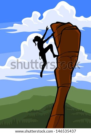 A woman rock climber about to reach the top of an obstacle.