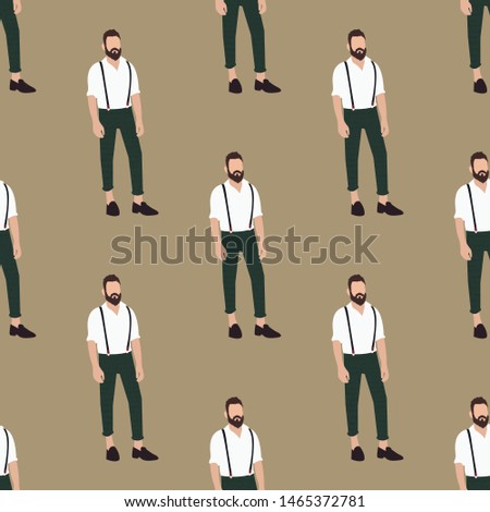 fashionable seamless pattern with human dressed in a trendy autumn clothes