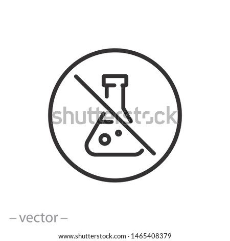 no chemical risk icon, no preservative, chemical free thin line symbol for web and mobile phone on white background - editable stroke vector illustration eps 10