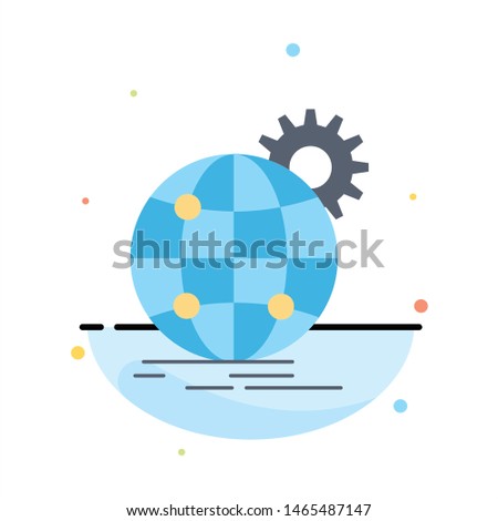international, business, globe, world wide, gear Flat Color Icon Vector. Vector Icon Template background