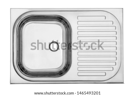 Top view of the empty sink kitchenware isolated on white with clipping path
