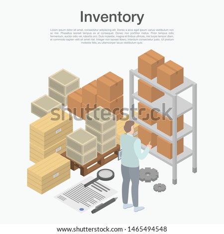 Inventory concept background. Isometric illustration of inventory vector concept background for web design
