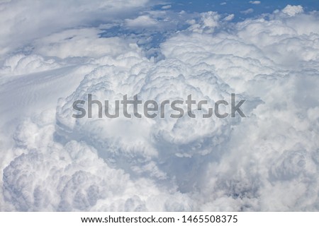 cloudy sky. on the heaven. view over white fluffy clouds, freedom concept