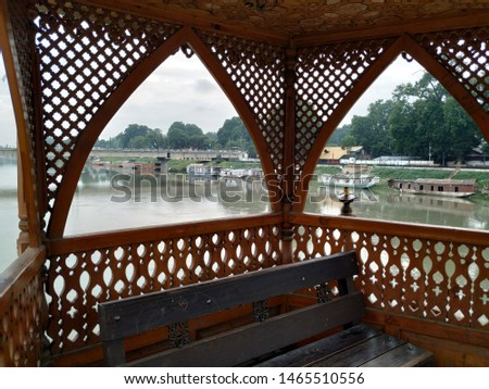 View of river Jehlum from a view point on footbridge in Srinagar, the capital city of Kashmir. The view is frame under frame, the scenic beauty is great for an onlooker, a satisfying one really.
