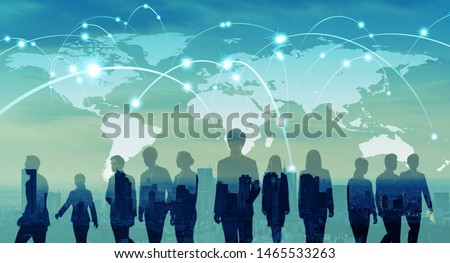 Global network concept. Map of Japan and group of people. Royalty-Free Stock Photo #1465533263
