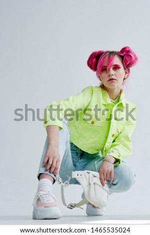 stylish woman with pink hair fashion beauty