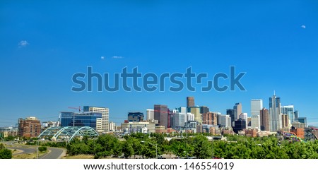 Large city skyline with tall buildings