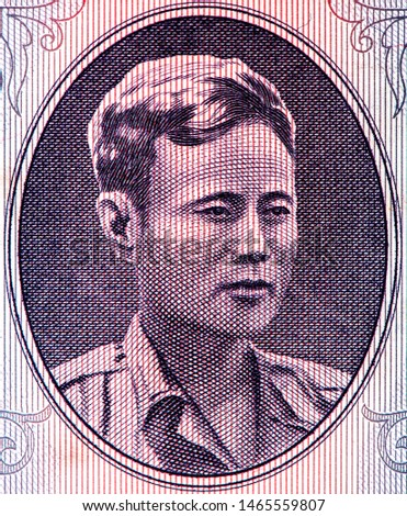 General Aung San, Portrait from Burma Banknotes. 
