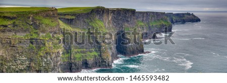 Panorama picture of the Cliffs of Moher at the west coast of Ireland