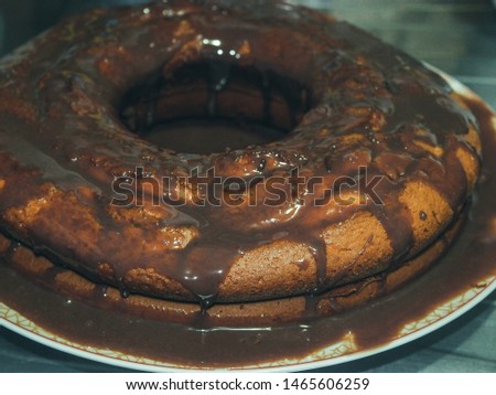 cake with a chocolate topping 