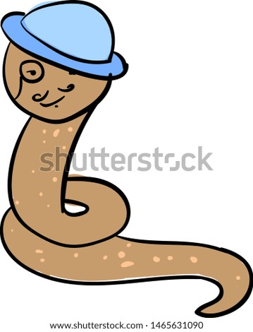 Professor worm, illustration, vector on white background.