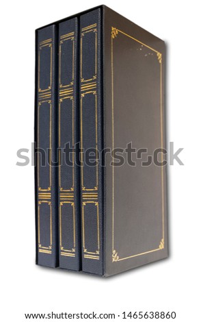 Stack of books, album, Photo, leather cover, blue